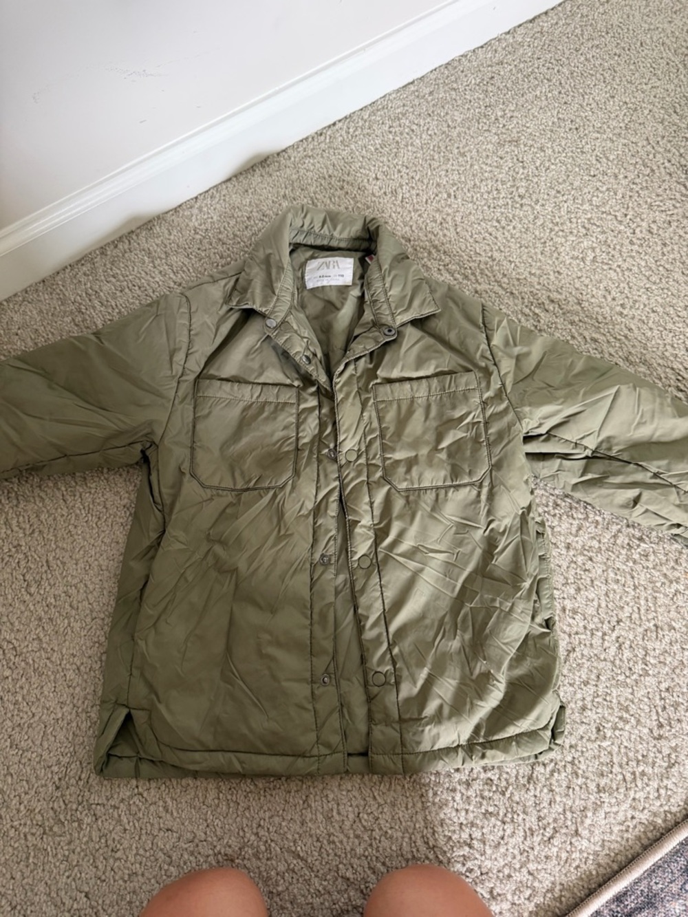 Zara Kids Light Olive Puffer Coat
